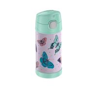 Thermos Gourde isotherme Funtainer, acier inoxydable, paille, 12 h froid, Papillons