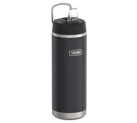 Thermos ICON Bouteille isotherme avec paille 0,71 l, graphite mat, noir, 12 h de froid, en acier inoxydable, passe au lave-vaisselle, sans BPA