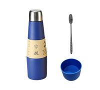 Thermos Isotherme, 532 ml Gourde Inox, Sous Vide Thermos Chauffant, Bleu, Conservation Chaleur Pendant 12 Heures, avec Manchon Inférieur et Goupillon, pour Extérieur Bureau