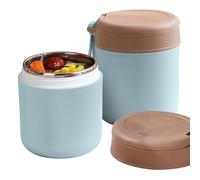 Thermos isotherme étanche - Pot isotherme en acier inoxydable de 450 ml avec cuillère pliable, isotherme sous vide, récipient portable pour aliments de qualité alimentaire, sans BPA (bleu à couche