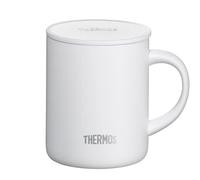 Thermos LONGLIFE CUP Tasse à café en acier inoxydable 0,35 l, blanc neige, avec couvercle à poser ou soucoupe, pour le camping, garde les boissons chaudes ou froides plus longtemps, passe au