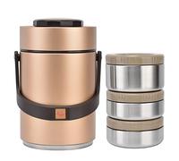Thermos pour Aliments Chauds, Pot Alimentaire Isolé Empilable à 3 Niveaux De 2 L, Pot Alimentaire sous Vide Portable étanche, Récipient Alimentaire en Acier Inoxydable (Or)