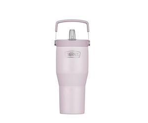 Thermos REFRESHING SERIES Gobelet isotherme, 0,85 l, lavande mat, gobelet avec paille rabattable et poignée, pour les déplacements, le travail ou la maison, double paroi en acier inoxydable neutre au