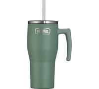 Thermos REFRESHING SERIES - Gobelet isotherme - 0,85 l - Vert mat - Avec paille et poignée - Pour les déplacements, le travail ou la maison - Double paroi en acier inoxydable neutre au goût