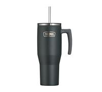 Thermos REFRESHING SERIES - Gobelet isotherme - 1,1 l - Noir mat - Avec paille et poignée - Pour les déplacements, le travail ou la maison - Double paroi en acier inoxydable neutre au goût