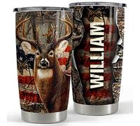 Thermos Réutilisable Tasse De Voyage Isolée Acier Inoxydable Tasse À Boire Isotherme Pour Ami Noël Papa 590 Ml Gobelet Personnalisé Avec Motif De Chasse Au Cerf Et Nom Personnalisé