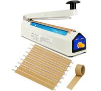 Thermoscelleuse Machine 200mm Scelleuse de Sacs en Plastique PP PE, Scelleuse à Impulsions, Largeur de joint de 5mm, 220V Impulse Bag Heat Sealer,8 Pièces Supplémentaires,Chiffon de remplacement de 5m