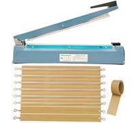 Thermoscelleuse Machine 400mm Scelleuse de Sacs en Plastique PP PE, Scelleuse à Impulsions, Largeur de joint de 5mm, 220V Impulse Bag Heat Sealer,8 Pièces Supplémentaires,Chiffon de remplacement de 5m