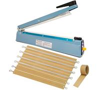 Thermoscelleuse machine à sceller soudeuse sac plastique 400mm scelleuse thermique impulsions machine, Joint 5mm large, pour scelleuse de sacs en plastique PP et PE, avec pièce de rechange scelleuse