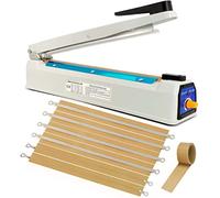 Thermoscelleuse machine à sceller soudeuse sac plastique 400mm scelleuse thermique impulsions machine, Joint 5mm large, pour scelleuse de sacs en plastique PP et PE, avec pièce de rechange scelleuse