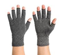 Thermoskin Gants de compression dynamiques, gants pour l’arthrose - Mitaines sans doigts pour soulager l’arthrite, la circulation sanguine et la raideur, avec prise antidérapante - Gris, L