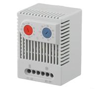 Thermostat bimétallique compact avec rail DIN, contrôleur de température, plage de 0 à 60 °C, protection IP20, pour armoires électriques, contrôle d'équipement industriel (ZR011 rouge + bleu)