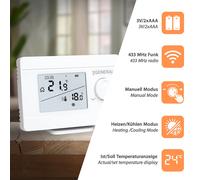 Thermostat Chauffage sans Programmation Mi-Heat M-250S RF B-Ware Blanc, Radio
