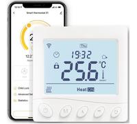 Thermostat Connecté WiFi Chauffage de Chaudière à Gaz, Calendrier et Télécommande sans Hub, Compatible avec Alexa, 3A,Blanc