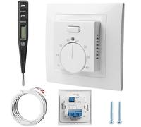 Thermostat d'ambiance manuel pour chauffage au sol, 220 V 16 A, avec capteur, thermostat mécanique encastré, chauffage au sol