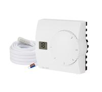 Thermostat d'ambiance numérique 230 V blanc avec capteur interne et externe pour chauffage au sol électrique et d'eau - Régulateur de thermostat avec molette de réglage