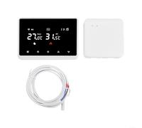 Thermostat d'ambiance programmable WiFi avec récepteur RF et contrôle vocal par application vocale, contrôleur de chauffage pour la maison (blanc + capteur)