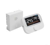 Thermostat de chaudière RF pour Tuya Smart - Contrôleur de pièce programmable sans fil avec bouton rotatif - Affichage de l'humidité de la météo - Programmation de minuterie - Interrupteur Fahrenheit