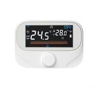 Thermostat de chaudière RF programmable sans fil compatible avec Tuya avec télécommande bouton rotatif minuterie mode économie d'énergie affichage météo et humidité Mémoire Protection contre le gel