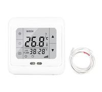 Thermostat de chauffage au sol à écran tactile avec deux capteurs de température, contrôleur de pièce programmable, blanc, avec câble de capteur de sol de 3 m