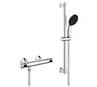 Grohe Precision Flow QuickFix Mitigeur douche - thermostatique - avec raccords - barre curseur 60cm - douchette 1 jet - Chrome 34800001