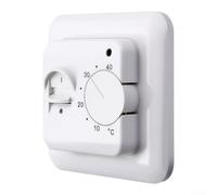 Thermostat électrique pour chauffage au sol 16 A Température mécanique | Avec capteur de sol, interrupteur mural non programmable de contrôle de la chaleur, 5-40 °C, blanc, avec bouton de commande