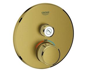 Thermostat Grohe Grohtherm SmartControl avec une vanne d'arrêt, rosette murale ronde, 29118GN0, Couleur: lever de soleil frais brossé