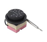 Thermostat intégré avec bouton, plage réglable de 0 à 120 °C, ligne de capteur à distance de 1 m et tige de détection de 75 mm, design compact en métal et PVC pour climatisation