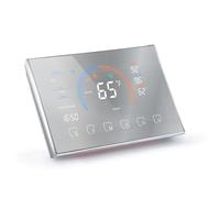 Thermostat Intelligent, Chauffage de Refroidissement en Mode Automatique Thermostat de Pompe à Chaleur Intelligente avec Adaptateur de Fil C pour la Maison (Argent brossé)