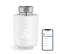 Thermostat Intelligent pour radiateur : vanne thermostatique programmable, Thermostat Zigbee pour réglage de la température, contrôle par Application, hub Zigbee requis, Compatible avec Alexa(Blanc)