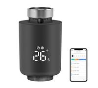 Thermostat Intelligent pour radiateur : vanne thermostatique programmable, Thermostat Zigbee pour réglage de la température, contrôle par Application, hub Zigbee requis, Compatible avec Alexa(Noir)