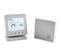 Thermostat intelligent sans fil pour chaudière à gaz avec récepteur, contrôleur de chauffage de l'eau programmable 5 + 2 jours, télécommande via l'application Tuya, double alimentation, blanc (avec