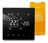 Thermostat Intelligent Thermostat Chaudiere Gaz, Thermostat Chauffage Connecté Programmable WiFi Chambre Thermostat Compatible avec Alexa Et Google Assistant, Écran Tactile Numérique Noir 3A