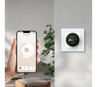 Thermostat intelligent WiFi, pour application Tuya - Contrôleur de température programmable pour chauffage au sol avec bouton rotatif, compatible avec commande vocale Alexa (poêle murale 3 A)