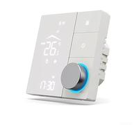 Thermostat mural programmable WiFi avec bouton LED et application et commande vocale pour systèmes de chauffage à eau et électriques (gris, 3 A)
