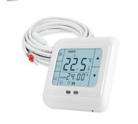 Thermostat numérique H3 + écran tactile éclairé encastré avec sonde de chauffage au sol électrique et à eau, programme hebdomadaire programmable, blanc