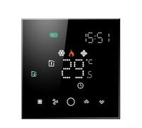 Thermostat numérique mural pour chauffage au sol Tuya Plateforme Ventilateur et chauffage au sol hydraulique 60 mm Support boîtier rond 12 mm fin Contrôle tactile (Noir)