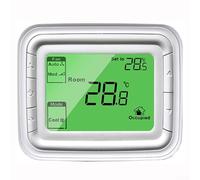 Thermostat numérique programmable avec écran LCD pour ventilateur, modes de chauffage et de refroidissement, vitesses de ventilateur réglables, boîtier en ABS blanc, 12,5 x 10 x 3 cm