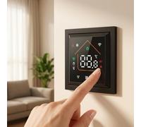 Thermostat numérique Zigbee pour contrôle par application, thermostat | Gère jusqu'à 50 vannes, précision ± 0,5 °C, réglage 5-35 °C, design ABS compact pour grand climat multi-zones de bureau à