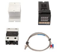 Thermostat PID Numérique, Contrôleur de Température Précis, 25A 100 - 240V avec Sonde K, Dissipateur Thermique, Relais à État Solide - Auto - ajustement Rapide, Étanche et Durabl (40A)