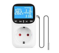Thermostat Prise Numérique 230V avec Sonde, Contrôleur de Température Chauffage Refroidissement, Minuterie et Alarme Température pour Serre Aquarium Terrarium Reptiles