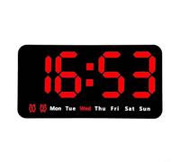 Thermostat programmable 21,5 x 11 x 3 cm Horloge murale à affichage numérique avec fonction température et temps Écran LED haute définition pour la maison ou le bureau Rouge