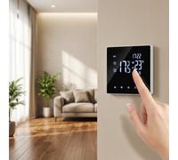 Thermostat programmable pour chauffage au pour sol avec écran tactile LCD et double sonde - Régulateur de température pour précis 5-35°C pour maison et bureau(16A white)
