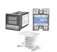 Thermostat régulateur de température numérique PT100 sortie SSR relais SSR 40DA radiateur en aluminium dissipateur thermique résistance 1 m(Set 3)