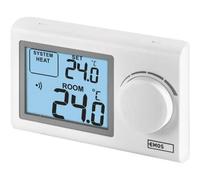 EMOS P5614 Thermostat d'ambiance, mural, manuel, pour systèmes de chauffage et de refroidissement, régulateur de température ambiante avec molette de réglage, émetteur et récepteur, portée : 100 m, blanc
