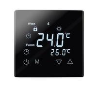 Thermostat tactile moderne et élégant - Programme hebdomadaire - Possibilités de programmation avec sonde de sol pour chauffage au sol électrique et à eau - Éclairage d'écran avec fonction d'arrêt