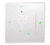Thermostat WiFi intelligent, 8,6 x 8,6 x 3,5 cm, contrôle programmable du chauffage au sol, accès à distance, économe en énergie pour la domotique (GC-Blanc)
