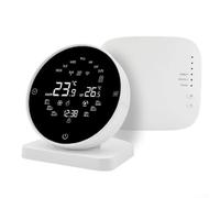 Thermostat WiFi intelligent, programmable 5+2/6+1/7 jours avec écran tactile, précision ± 0,5 °C, commande vocale compatible avec Alexa et pour application TUYA, alimentation par batterie ou USB