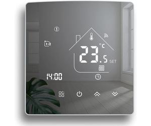 Thermostat WiFi Intelligent Tuya,Écran Miroir Thermostat Chaudière à Gaz,Thermostats Connecté,Régulateur de Température Ambiante,programmable,Compatible avec Alexa, Google Home,3A