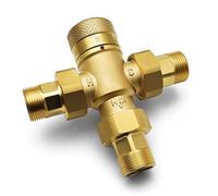 Thermostatic Mixing Valve, Thermostatic Water Valve, Solid Brass, with Celsius Scale Mark, Removable Interface Design, Built-in Checks, for Bathroom, Solar, Kitchen(3/4inch)